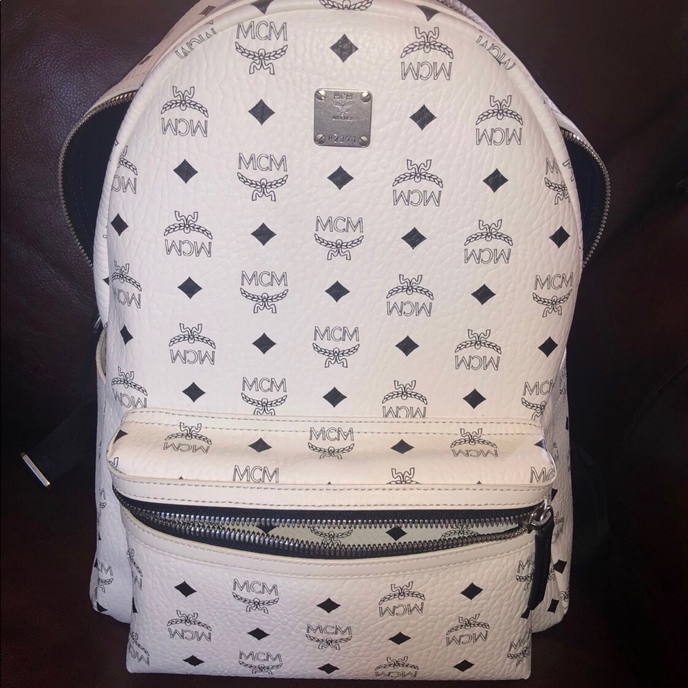 MCM Large Black/White Backpack